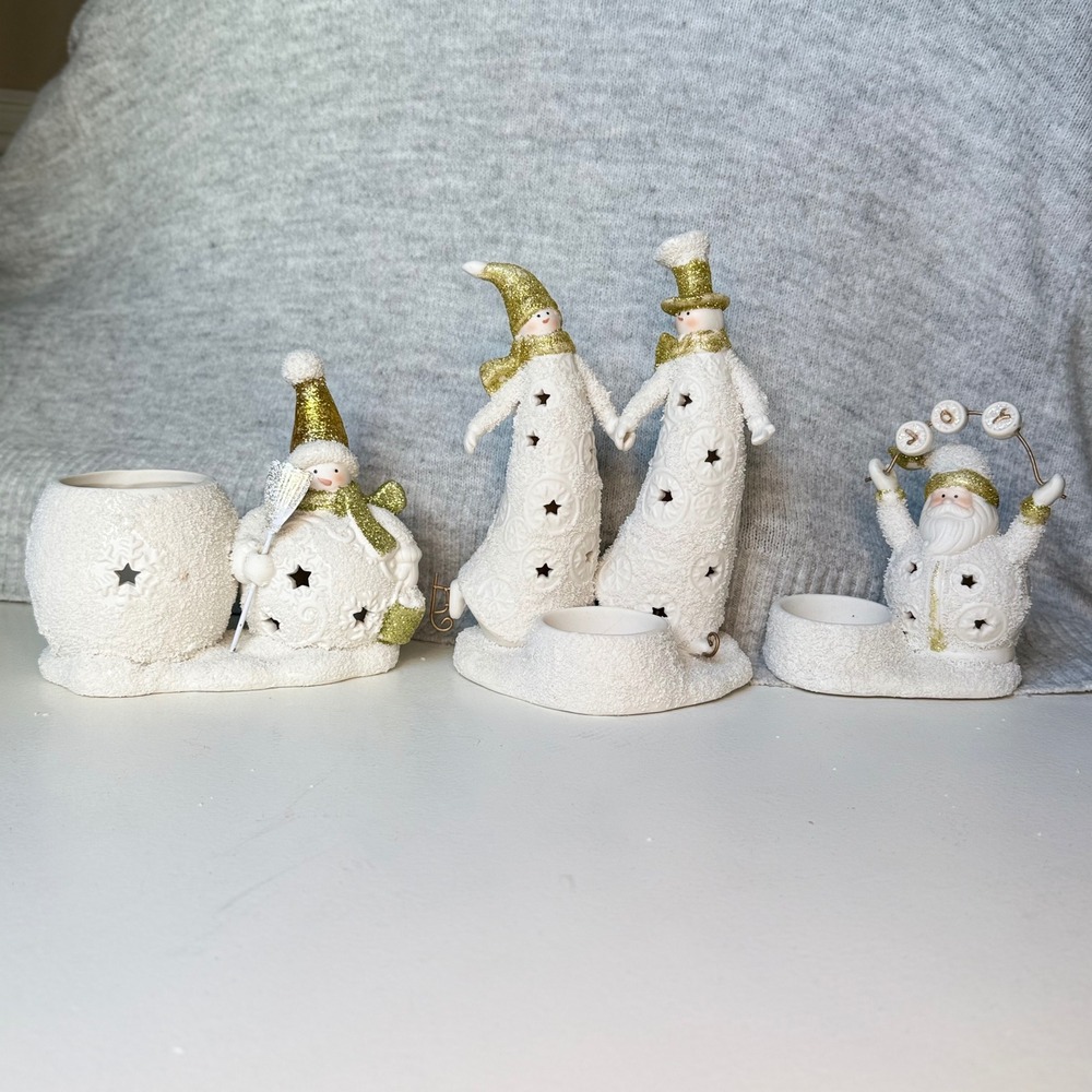 Yankee Candle Christmas Snowman Santa LED Votive Tea Light Holder Set of 3